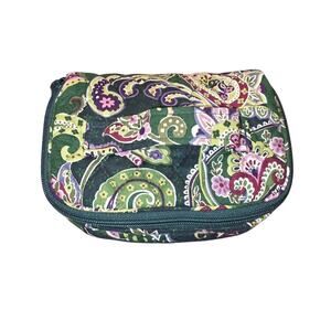 NWOT‎ Vera Bradley green pink paisley mini jewelry bag, fold out section